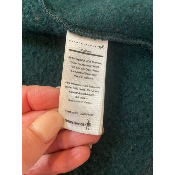 SmartWool Womens XS Hudson Trail Full Zip Fleece Sweater Jacket Hoody Green - Picture 16 of 16